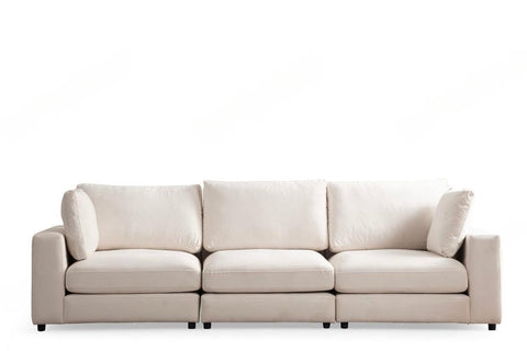 Julia Modulable - Velours Blanc 3+1 Pouf